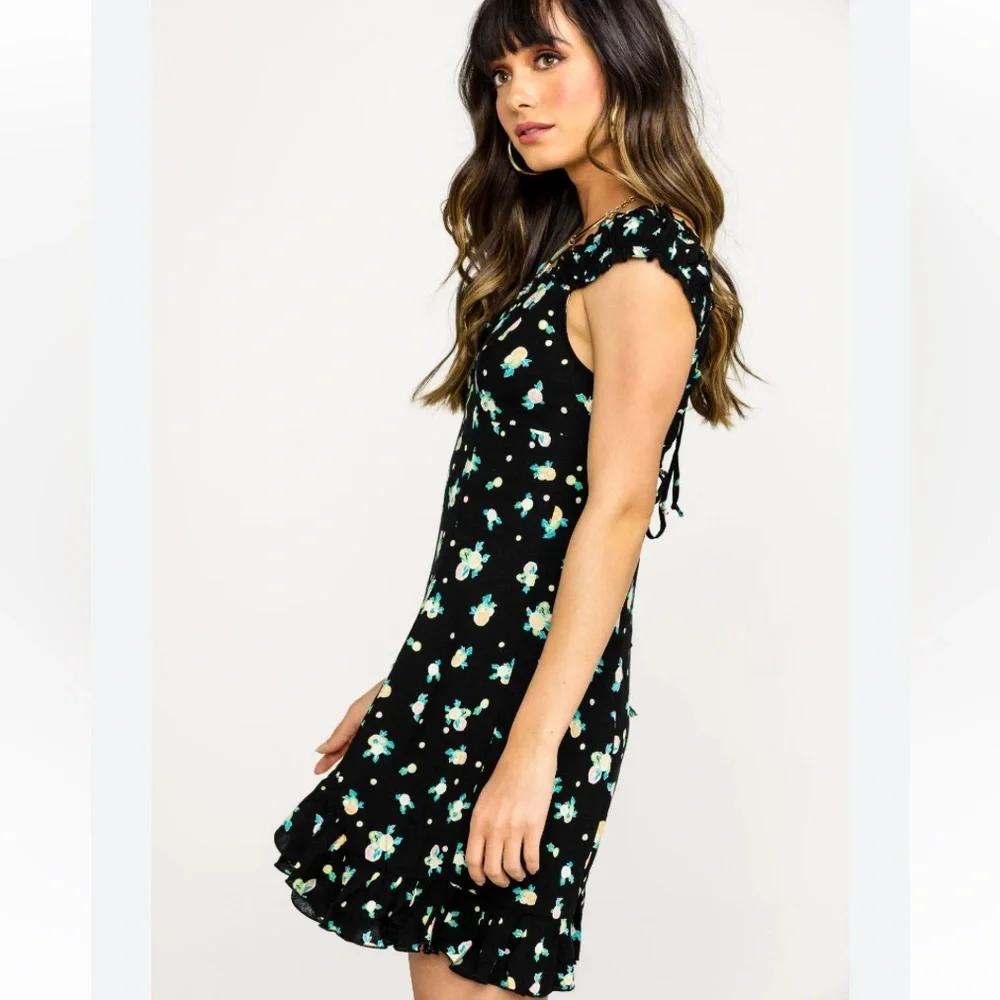 FREE PEOPLE Like A Lady Mini Dress Open Back Sundress Ruffle Sleeve Tie Back - Picture 2 of 13